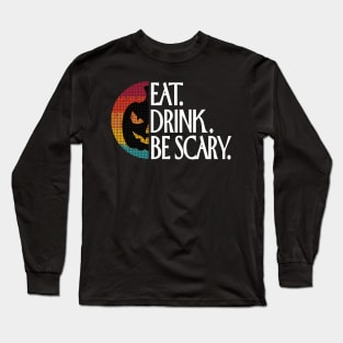 Eat Sleep Be Scary pumpkin vintage retro sunset Long Sleeve T-Shirt